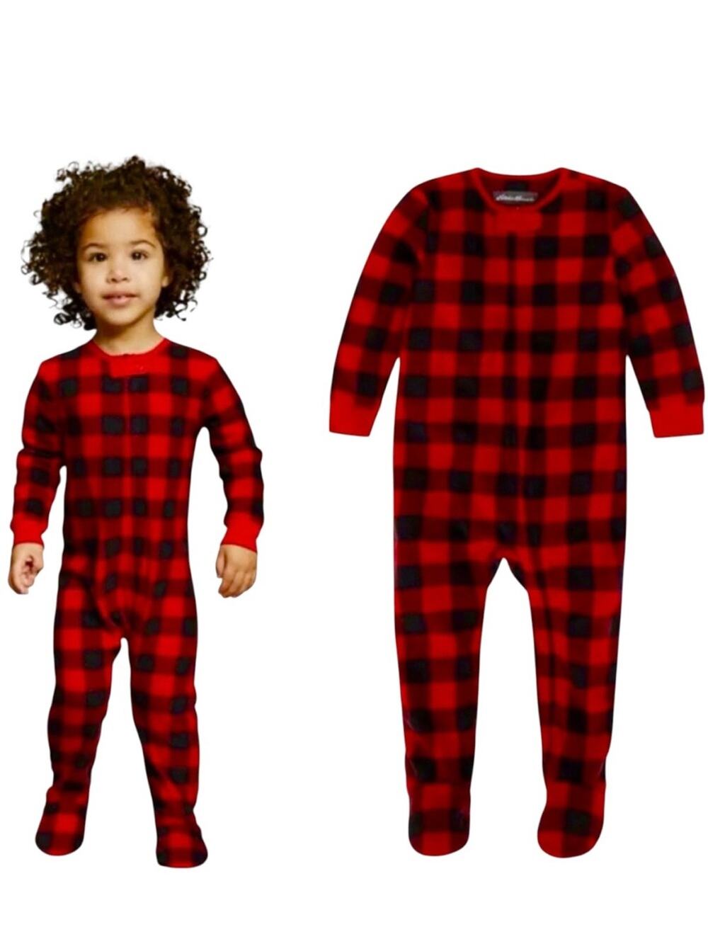 Eddie Bauer Baby Fleece Sleeper Black Red 6, 9 or 12 Month’s NWT